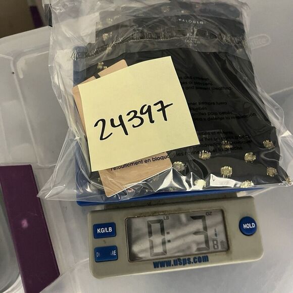 Halogen Tank Top Large NWT Black Gold Metallic Dots Sheer Overlay Dressy Blouse - Picture 12 of 12